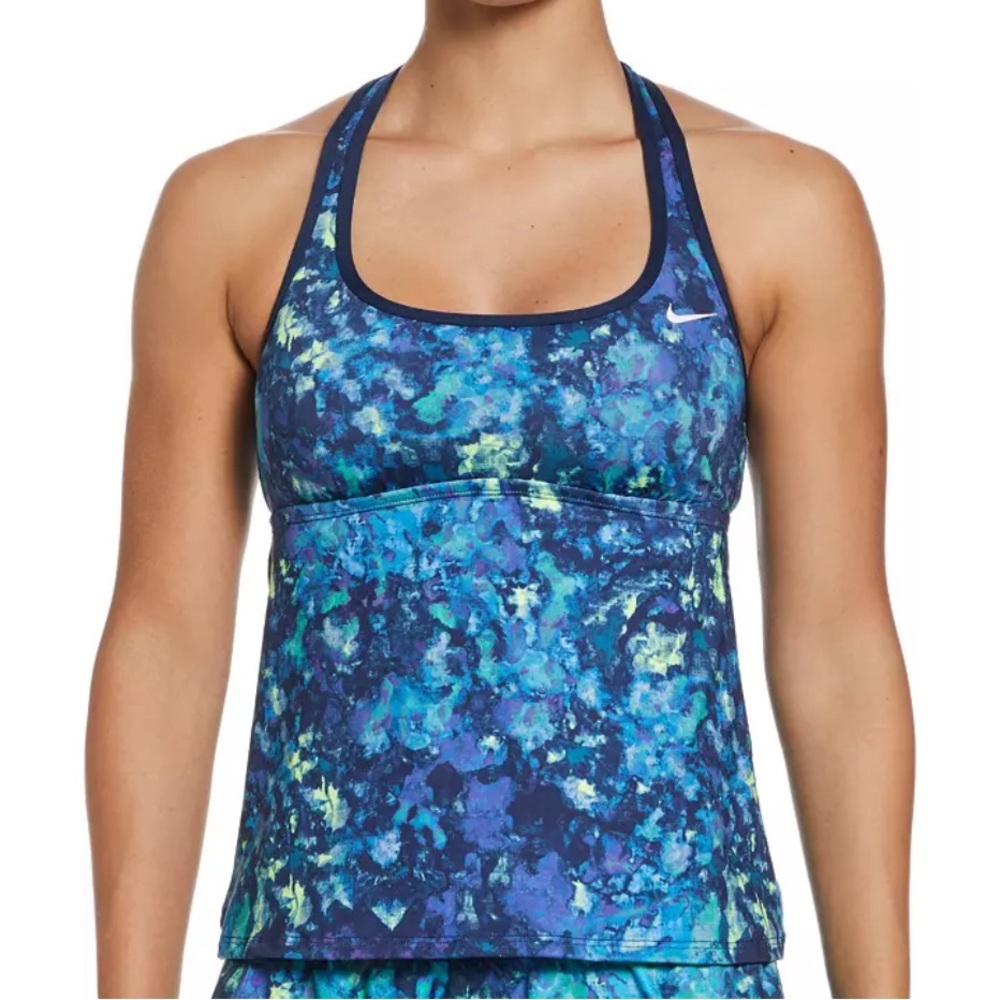 Nike Women's Earth Dye Racerback Tankini in Midnight Navy